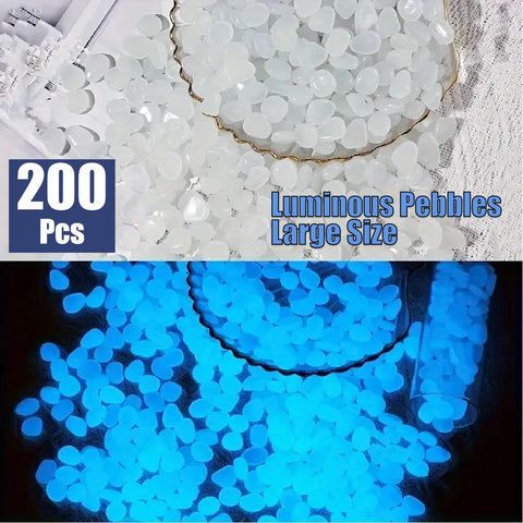 200PC Glow Stones Glow in The Dark Rocks Luminous Pebbles Outdoor Decorations