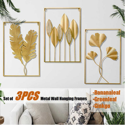 Home Decor Living Room Metal Art Wall Hanging Frames sculpture 3PCS