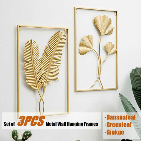 Home Decor Living Room Metal Art Wall Hanging Frames sculpture 3PCS