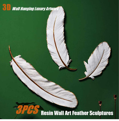 Creative Wall Hanging sculpture 3D Ivory Feather Ornament Statue