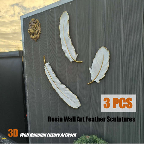 Creative Wall Hanging sculpture 3D Ivory Feather Ornament Statue