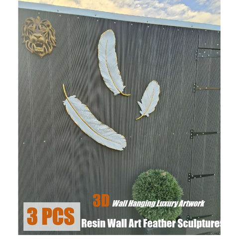 Creative Wall Hanging sculpture 3D Ivory Feather Ornament Statue