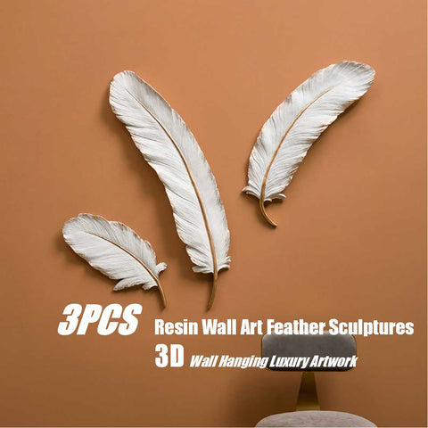 Creative Wall Hanging sculpture 3D Ivory Feather Ornament Statue