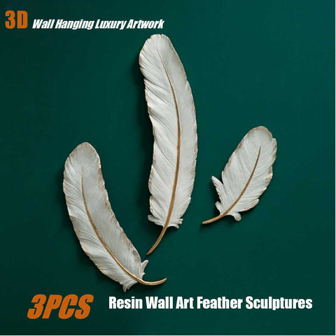 Creative Wall Hanging sculpture 3D Ivory Feather Ornament Statue