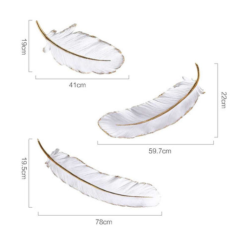 Creative Wall Hanging sculpture 3D Ivory Feather Ornament Statue