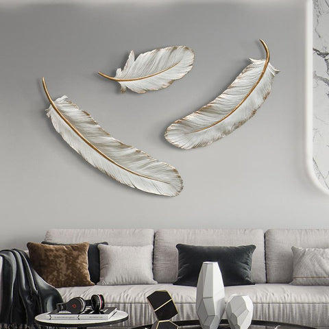 Creative Wall Hanging sculpture 3D Ivory Feather Ornament Statue