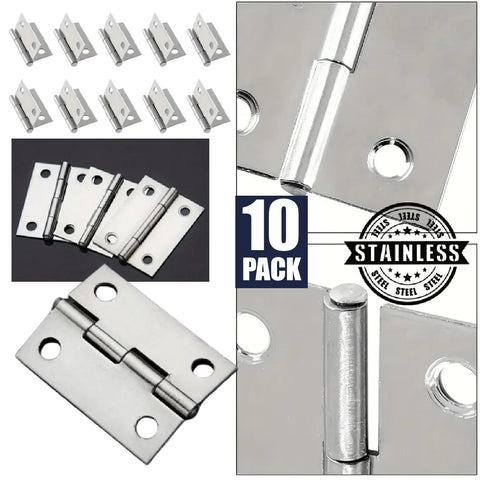10Pcs Stainless Steel Door and Window Hinge 1.3 inch Square Corner