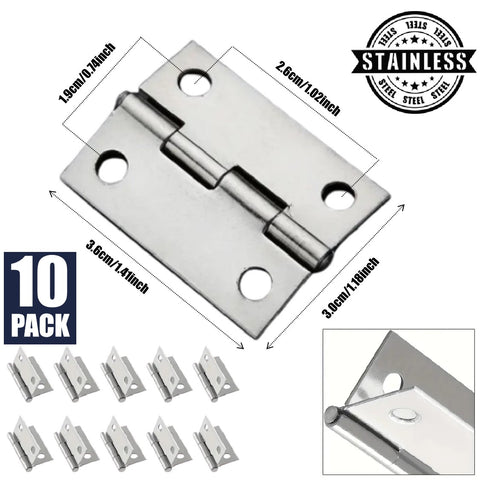 10Pcs Stainless Steel Door and Window Hinge 1.3 inch Square Corner