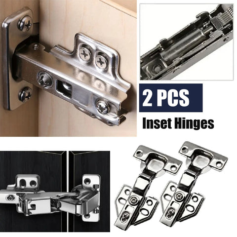 2Packs Cabinet Hinges Stainless Steel Soft Close Inset Hinges Self Closing