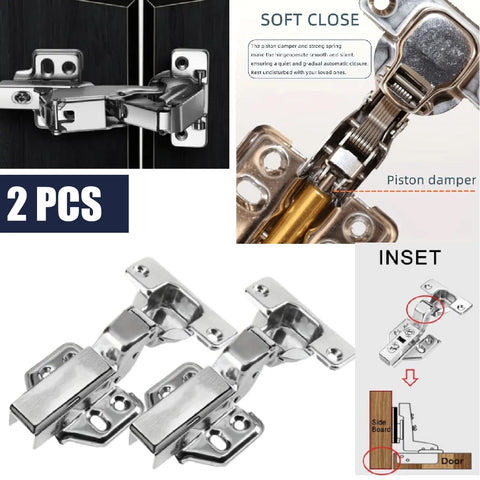 2Packs Cabinet Hinges Stainless Steel Soft Close Inset Hinges Self Closing