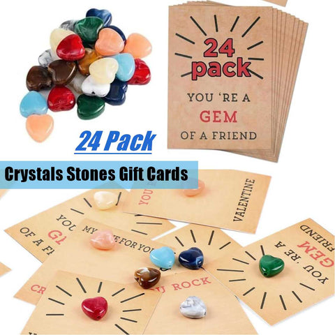 School Kids Boys Girls Toddlers Gift Cards with Heart-Shape Crystals 24 Pack