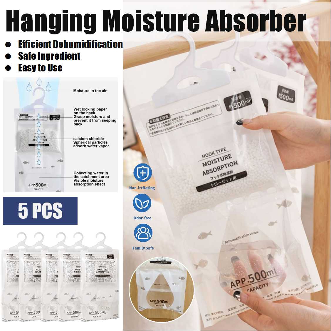 Closet Wardrobe Dehumidifier Desiccant Bags Cloth Hanger Coat racks ...
