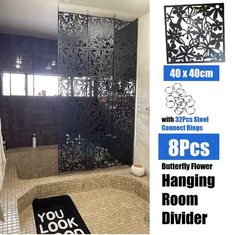 8Pcs Black Set Hanging Room Divider String Door Curtain Panel Screens Partition