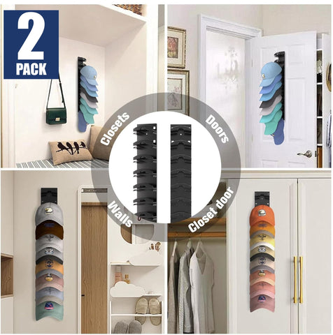 2Pack Hat Organizer Baseball Cap Organizer Wall Mounted Hat Rack