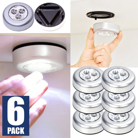6-Pack Led Night Light Cordless Under Cabinet Kitchen Switch Lights