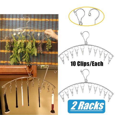 2Pack Heavy Duty Stainless Steel Clothes Drying Rack 10 Pegs Cloth Hanger