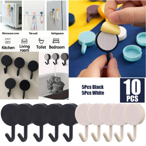 10Pcs Adhesive Wall Hooks Wall Decorative Key Holder Rack Door Bathroom