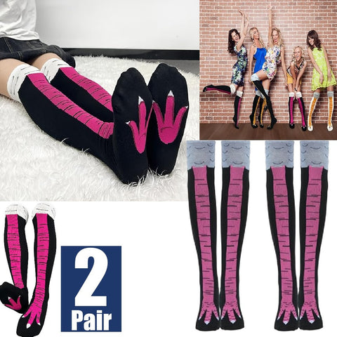 2 Pairs Funny Chicken Leg Socks, Novelty 3D Chicken Feet Costume Sock (Pink)