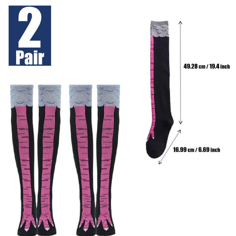 2 Pairs Funny Chicken Leg Socks, Novelty 3D Chicken Feet Costume Sock (Pink)