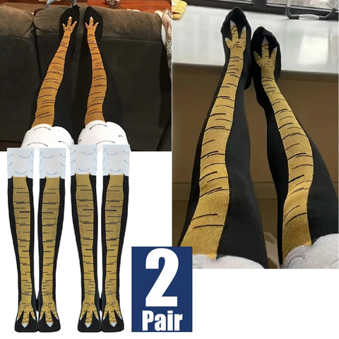 2 Pairs Funny Chicken Leg Socks, Novelty 3D Chicken Feet Costume Sock (Black)
