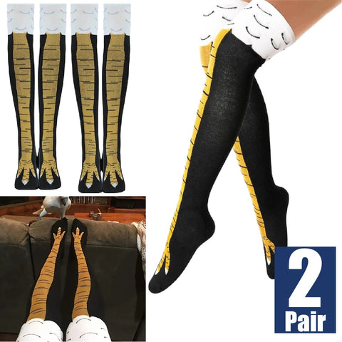 2 Pairs Funny Chicken Leg Socks, Novelty 3D Chicken Feet Costume Sock (Black)