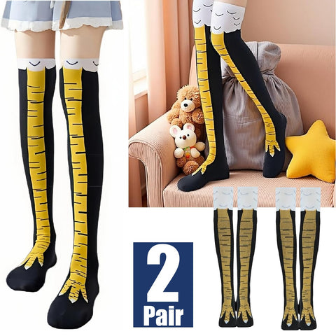 2 Pairs Funny Chicken Leg Socks, Novelty 3D Chicken Feet Costume Sock (Black)