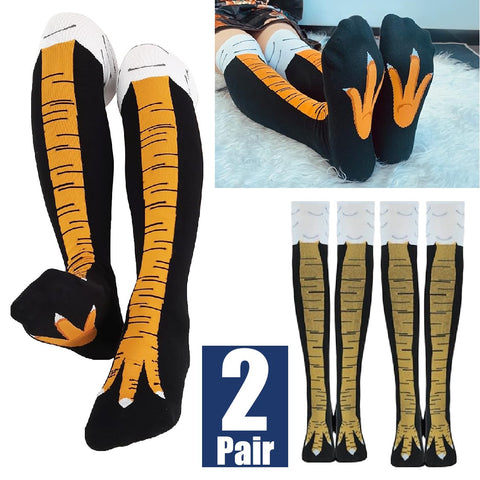 2 Pairs Funny Chicken Leg Socks, Novelty 3D Chicken Feet Costume Sock (Black)