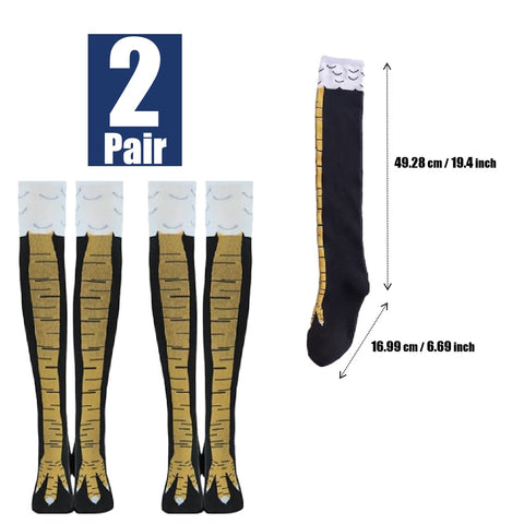 2 Pairs Funny Chicken Leg Socks, Novelty 3D Chicken Feet Costume Sock (Black)