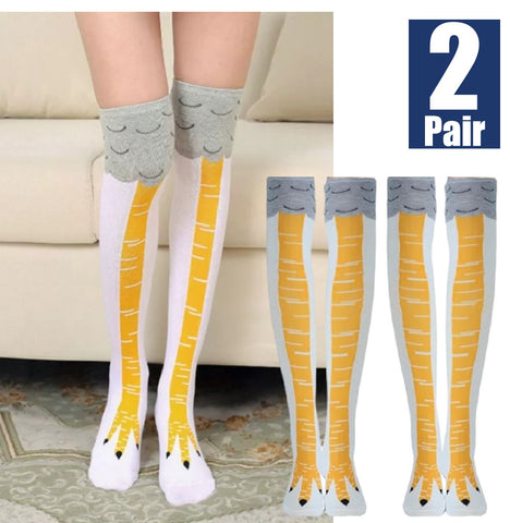 2 Pairs Funny Chicken Leg Socks, Novelty 3D Chicken Feet Costume Sock (White)
