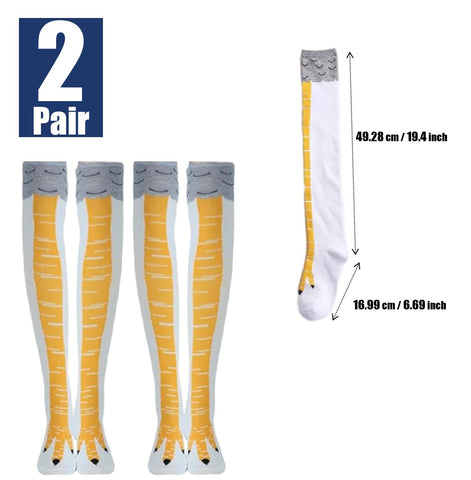 2 Pairs Funny Chicken Leg Socks, Novelty 3D Chicken Feet Costume Sock (White)