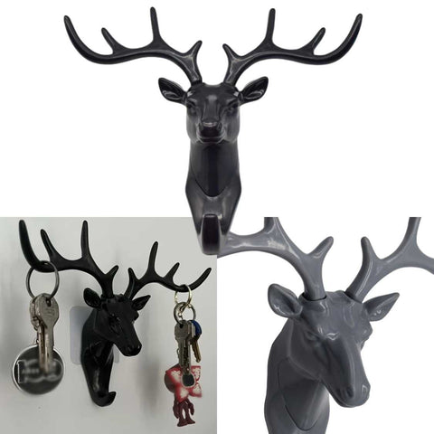 Single Deer Head Antlers Wall Hanger Coat Hat Hook Animal Shaped Decorative