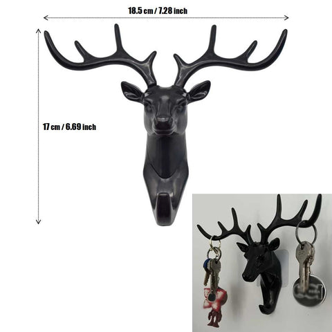 Single Deer Head Antlers Wall Hanger Coat Hat Hook Animal Shaped Decorative