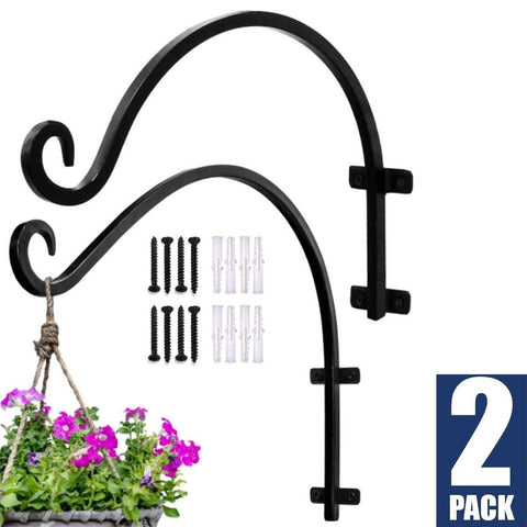 2Pcs Outdoor Plant Hooks Heavy Duty Steel Wall Hanging Flower Basket Bird Feeder
