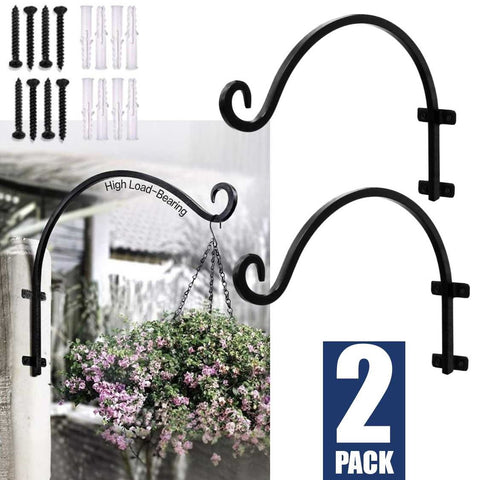 2Pcs Outdoor Plant Hooks Heavy Duty Steel Wall Hanging Flower Basket Bird Feeder