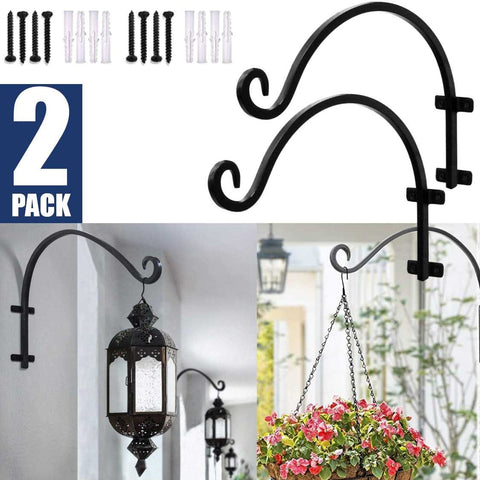 2Pcs Outdoor Plant Hooks Heavy Duty Steel Wall Hanging Flower Basket Bird Feeder