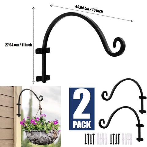 2Pcs Outdoor Plant Hooks Heavy Duty Steel Wall Hanging Flower Basket Bird Feeder