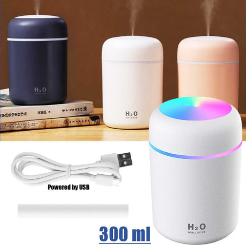 Portable Mini Air Humidifier Air Diffuser 300ml Large Capacity USB Powered Mute