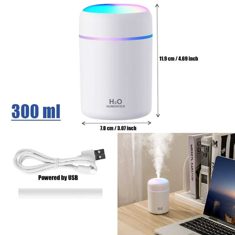Portable Mini Air Humidifier Air Diffuser 300ml Large Capacity USB Powered Mute