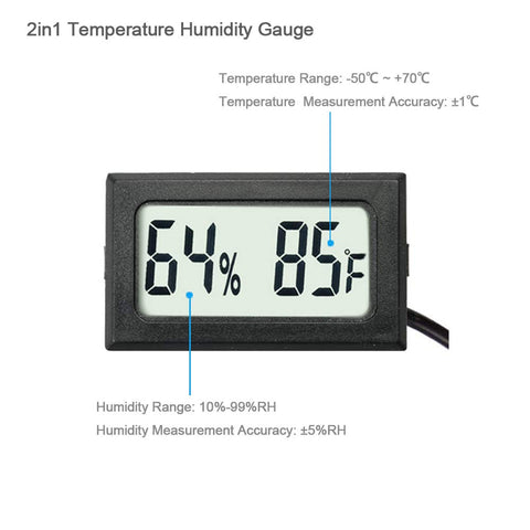 Greenhouse Garden Reptile Terrarium Indoor plant Digital Probe Humidity Meter 39