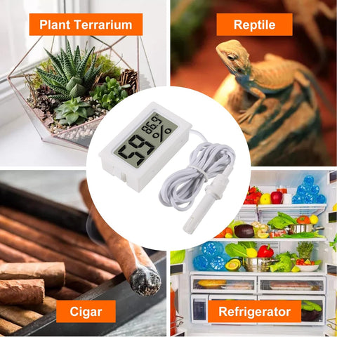 Greenhouse Garden Reptile Terrarium Indoor plant Digital Probe Humidity Meter 39