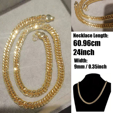 Men's Gold Necklace Luxury Punk Cuban European Fashion Chain Jewellery 60 cm