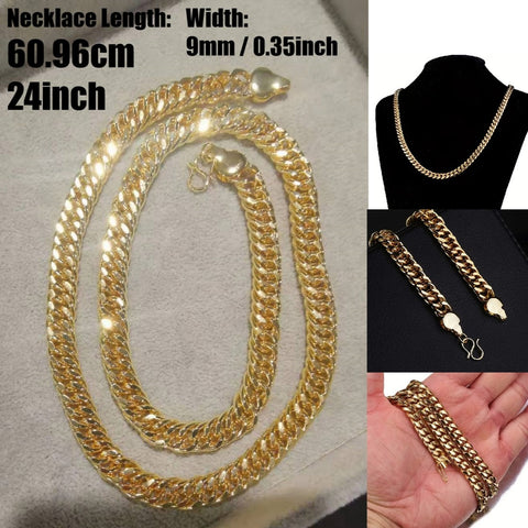 Men's Gold Necklace Luxury Punk Cuban European Fashion Chain Jewellery 60 cm