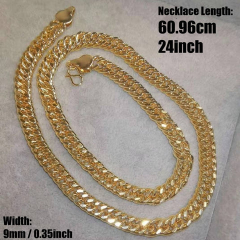 Men's Gold Necklace Luxury Punk Cuban European Fashion Chain Jewellery 60 cm