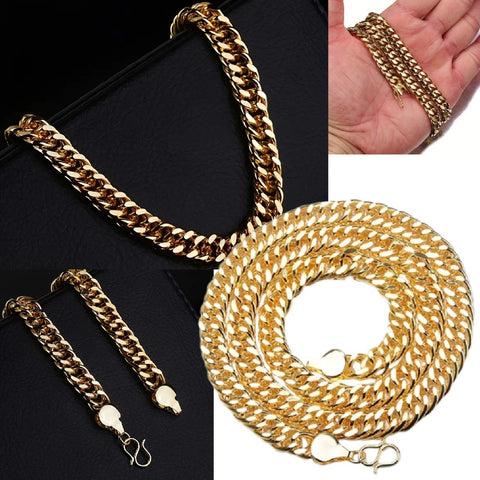 Men's Gold Necklace Luxury Punk Cuban European Fashion Chain Jewellery 60 cm