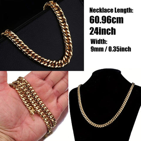 Men's Gold Necklace Luxury Punk Cuban European Fashion Chain Jewellery 60 cm