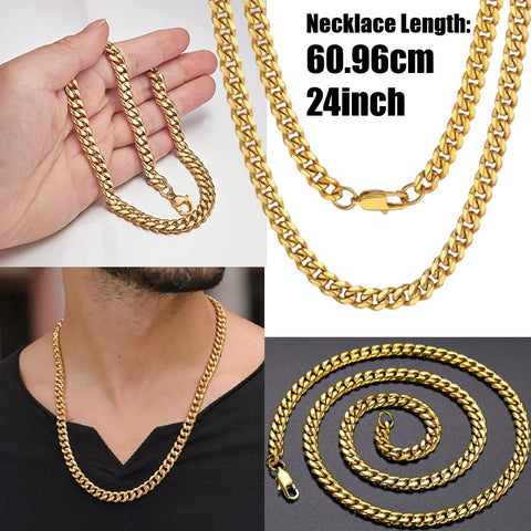 Men's Gold Necklace Chain 60cm Plated in 18k Gold