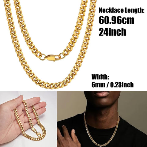 Men's Gold Necklace Chain 60cm Plated in 18k Gold