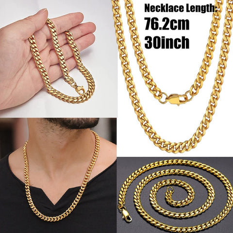 Men's Gold Necklace Chain 75cm Plated in 18k Gold