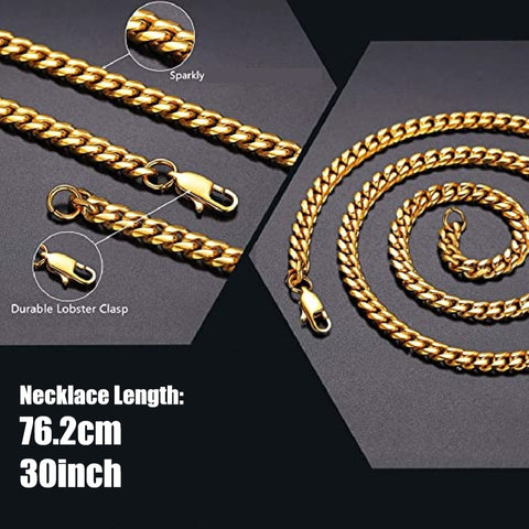 Men's Gold Necklace Chain 75cm Plated in 18k Gold
