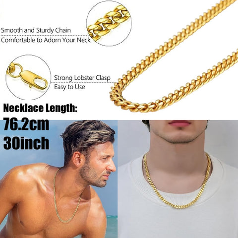 Men's Gold Necklace Chain 75cm Plated in 18k Gold